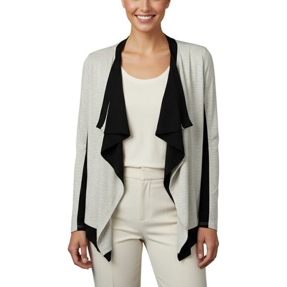 Laila Jayde Double Layered Waterfall Cardigan Black White NWT Size Small - Picture 1 of 10